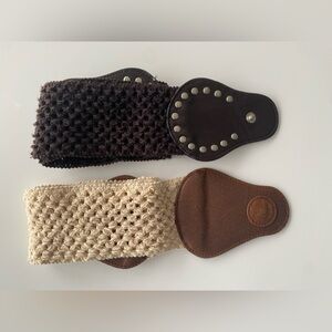 Pair of Crochet cotton stretch belts Size Small to Medium Cream, tan and Brown